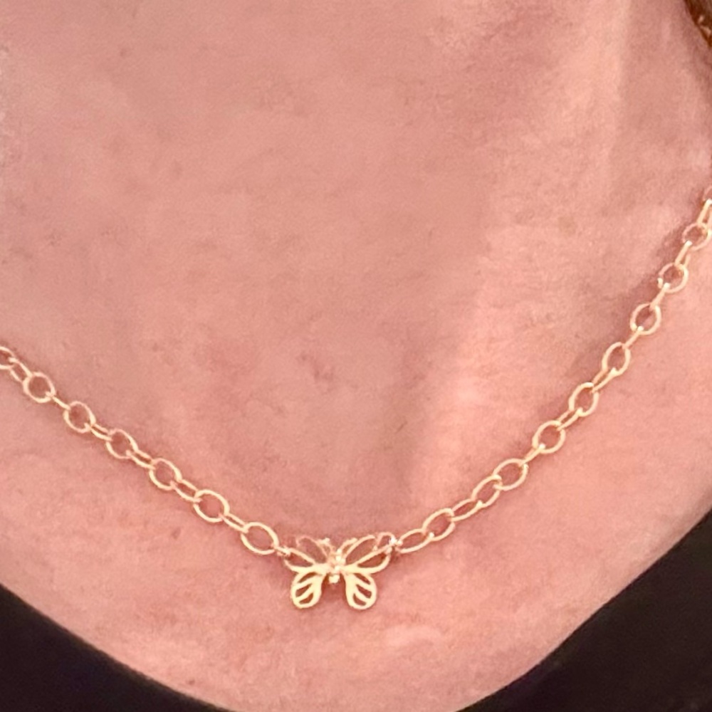 NWOT, Gold Butterfly Necklace and Earring Set - Picture 2 of 8